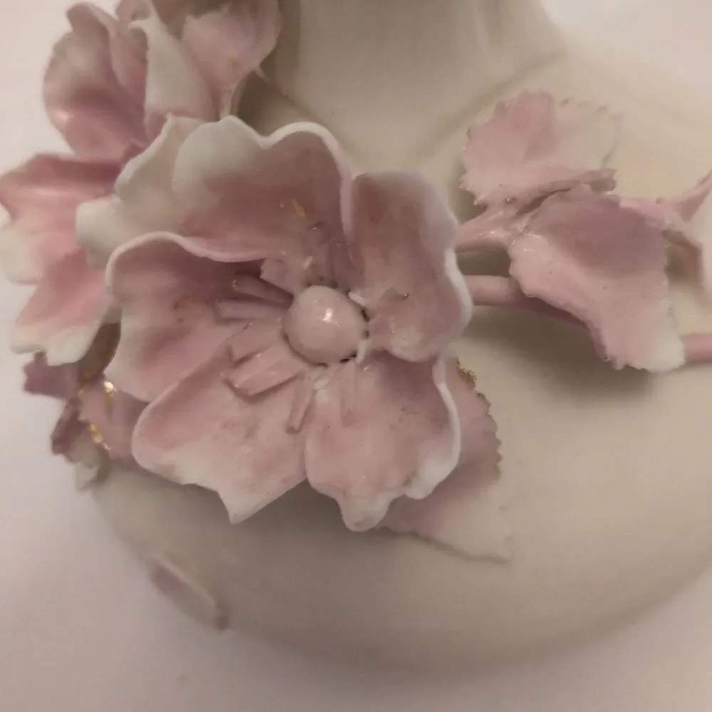 Vintage Lefton China Floral Ewer Pitcher Vase 22-28-70 Hand Painted Japan